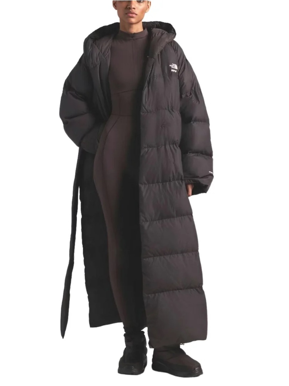 The North Face x Skims XXL Long Black Puffer Wrap Parka